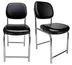 RW REST WELL Chromium Steel N-Chrome Steel Black Study/Visitor armless Reception Chair (Set of 2pc, Black)