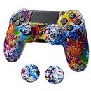 Skin for Ps4 Controller, Anti-Slip Silicone Shell Cover Case with 2pcs Thumb Grip Caps for PS4/ Slim/Pro Dualshock 4 Controller Wireless Gamepad (Splash Graffiti)