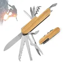 Multi-zweck Schweizer Messer 13 In 1 Multitools Edelstahl Klapp Messer Holz Griff Außen Keychain