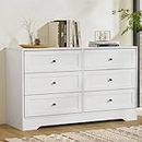 Artiss Chest of Drawers with 6 Drawer, Oak Wood Dresser Tallboy Storage Cabinet Board Side Tables Desk, Floor Stand Nightstand Cabinets, Bedroom Living Room Home Furniture White