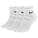 Nike Unisex Everyday Cushion Ankle Training Socks (3 Pair), White/black, L