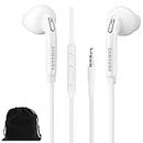 Samsung Samung Wired Earbuds Original 3.5mm in-Ear Headphones for Galaxy S10, S10 Plus, S10e Plus, Note 10, A71, A31 - Microphone & Volume Remote - Includes Black Velvet Carrying Pouch - White
