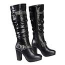 Milwaukee Leather MBL9419 Women's Tall Premium Black Platform Fashion Casual Boots with Slouch Shaft - 7
