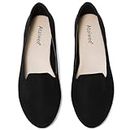 Ataiwee Women's Flats Shoes - Round Toe Casual Office Suede Work Ballet Shoes.(2007005-UK,BK/MF,UK6.5)
