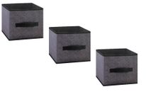 Fabric Storage Baskets 3 Pack Black & Gray Cube Bins Containers Organizer 9x9x8