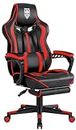 Vonesse Gaming Chair Girls with Footrest Gaming Computer Chair with Massage Recliner Computer Chair High Back Gaming Reclining Chair Racing Gamer Chair Big and Tall Gaming Chairs for Adults (Red