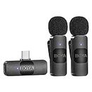 BOYA BY-V20 Wireless Lavalier Lapel Microphone for Android Phone PC - Omnidirectional USB Type-C Condenser Video Recording Mic for Interview Podcast Vlog YouTube Live Stream (TX+TX+RX)