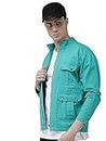 VOXATI Men's Denim Jacket ajt180-l_Turquoise_L