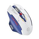 INPHIC Wireless Mouse, Rechargeable Ergonomic Silent Mice with 2.4G USB Receiver Mecha Style Mouse wireless for Laptop Computer Mac MacBook, Blue & White