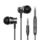 Noise Isolating Wired Earbuds Headphones Earphones w/Microphone Compatible with Samsung Galaxy S10 S9 Plus S10e A10e A15 A14 A12 A13 A03S A04e A25 A23 Blu G91 Moto LG 3.5mm Cell Phone Computer -Black