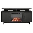 Ameriwood Home Merritt Avenue Electric Fireplace TV Console for TVs up to 74", Black Oak