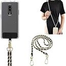 Pivdo Cell Phone Lanyard Around Neck Crossbody Hanging Chain Mobile Holder to Carry iPhone & Smartphone with Detachable Crossbody Shoulder Sling Strap for Girls Braided Gold Chain (Black)