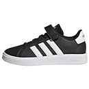 adidas Grand Court Elastic Lace And Top Strap Shoes, Sneaker Unisex - Bambini e ragazzi, Core Black Ftwr White Core Black, 34 EU