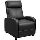JUMMICO Recliner Chair Massage Recliner Sofa Chair Padded Seat Pu Leather Adjustable Reclining Chairs Home Theater Single Modern Living Room Recliners with Thick Seat Cushion and Backrest (Black)