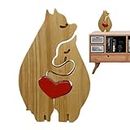 Wooden Bear Family Puzzles | Wooden Bear Art Sculptures Heart Puzzle,Desktop Heart Puzzle Wooden Bear Family Home Decoration for Bedroom, Party, Kitchen Buniq