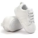 KIDSUN Infant Baby Boys Girls Sneaker Leather Soft Sole Anti-Slip Newborn Toddler White Casual Shoes First Walker Crib Shoes