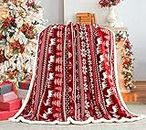 Touchat Red Sherpa Christmas Throw Blanket, Fuzzy Fluffy Soft Cozy Blanket, Fleece Flannel Plush Microfiber Blanket for Couch Bed Sofa (50" X 60", Red Reindeer)