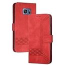 mvced flip cover compatibile per Samsung Galaxy S7 Edge,Premium Pelle PU Custodia Caso Supporto Stand Slot,Rosso
