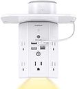 Multi Plug Outlets, Wall Outlet Extender with Night Light and Outlet Shelf, USB Wall Charger with 5 USB Outlets and 3 USB Ports 1 USB C Outlet Wide Space,Surge Protector Power Strip Outlet Splitter for Home Office