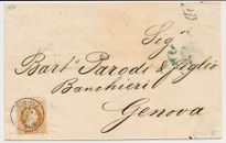 EX PROVERA! ÖSTERREICH 1870 15kr, Brief mit BLAU WIEN/FILIALE nach GENOVA.