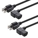 Cable Matters 2-Pack 16 AWG Right Angle Power Cord (Power Cable) 15 Feet (NEMA 5-15P to Angled IEC C13)