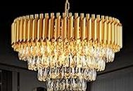 Mahganya Modern Crystal 3-Tier Gold Chandeliers with Ceiling Light Fixture for Living Room Bedroom and Hallway 500mm