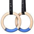 PACEARTH Wood Gymnastics Rings with Adjustable Cam Buckle Straps Exercise Non-Slip Training for Home Gym Full Body Workout