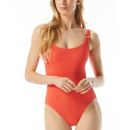 Michael Kors Swim | Michael Kors Decadent Texture Logo Ring U-Neck Onepiece Women Size 4 Nwt U815afa | Color: Red | Size: 4