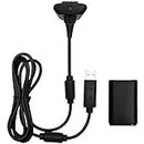 OSTENT 2 in 1 Charger Cable + Rechargeable Battery Pack for Xbox 360 Wireless Controller Color Black