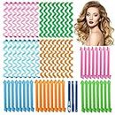 Gracious Mart - 56 Pecs, 20 Inch Hair Curlers Spiral Hair Roller Curls No Heat Curlers Wave Former's Wave Heatless Hair Curlers Spiral Hair Curls Styling Kit Curly Wavy Magic Hair Curler Hair Curlers with Styling Hooks - [Rollers & Waving Curls Combo | Multi | 56 Pecs]
