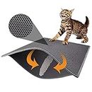 Pieviev Cat Litter Mat Trapper - 30 x 24 inch Honeycomb Double Layer Tapis Litiere Chat -Traps Messes, Easy Clean and Durable, Non Toxic Trapper Rug Suitable for Litter Tray (Gray)