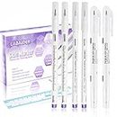 LabAider 6Pcs Professional Surgical Tip Skin Marker Pen Sterile Tattoo Stencil Markers Pen with Paper Ruler for Eyebrow, Lips - Individually Wrapped (0.5MM&1MM)