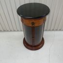 Vintage 1990s Bombay Company, Travertine and Glass Wood Empire Drum Side Table