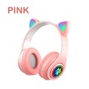 Bluetooth 5.0 Wireless Headphones Cat Ear LED Light Earphone Headset Kids Gift +