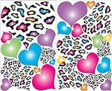 Multicolored Leopard Print Heart Wall Decals / 29 Heart Wall Stickers