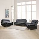 Brand New  Living Room Modern Leather Sofa Set  3-PCs Black Color