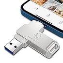 LANSLSY 256GB Flash Drive for Phone Photo Stick,Phone Flash Drive USB 3.0 External Storage,3 in 1 Phone Thumb Drive Memory Stick for Phone/Pad/Android/PC/Mac (256GB, Silver)