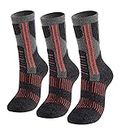 Toes&Feet Men's 3-Pack Black Cushioned Anti Odor Quick Dry Blister Resistant Compression Crew Hiking Trekking Socks,Size 7-12