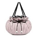 BAGSMART Drawstring Makeup Bag, Cosmetic Bag Travel Makeup Organizer Case with Clear Pouch Set, Portable Make Up Bags for Women Toiletries Accessories Brush,Pink,Large