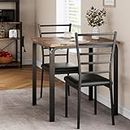 IDEALHOUSE Dining Table for 2, Small Table and Chairs Set of 2, Dinette Set for 2, Square Dinner Table Set, 3 Piece Kitchen & Dining Room Sets for Small Space, Apartment, Home Office, Rustic Brown