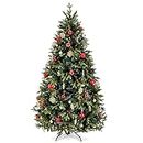 7.5ft Artificial Christmas Tree Holiday Xmas Tree w/1,800 Branch Tips, Christmas Tree Decorations,Christmas Tree Stand Metal Hinges & Foldable Base,Easy Assembly for Home, Office, Party Decoration