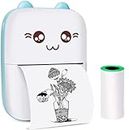 Bluebell Blue Mini Printer, Pocket Printer, Wireless Bluetooth Mobile Printer, Thermal Printer for Picture Photo Label Memo, Paper Printer with USB Cable for Study