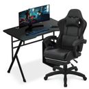 Inbox Zero Gaming Desk & Pedal Computer Chair Set Home Office Wood/Metal in Black | 30 H x 39.5 W x 23.5 D in | Wayfair