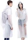 Raincoats for Adults Reusable 1 Pack, EVA Rain Ponchos Rain Jackets Raincoats for Men Women Plastic Rain Gear（White）