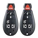 2PCS 6 Button Key Fob Compatible for 2008-2015 Chrysler Town and Country，2008-2014 Dodge Grand Caravan