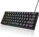 MageGee Mini clavier de jeu 60 % rétroéclairé RVB ultra compact à 61 touches, TS91 ergonomique, étanche, sensation mécanique, pour PC, Mac, PS4, Xbox ONE (noir)