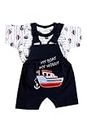 Roblefly Cotton Printed Dungaree Set Black Suitable for 6-12 Months Kids Dress for Baby Boys and Baby Girls Character of MY BOTE NAVY