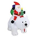 NC 5.8ft Luminous Inflatable Santa Claus Riding Polar Bear Christmas Ornament Outdoor Garden Santa Claus Inflatable Doll Decoration