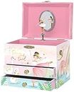 Musical Ballerina Jewelry Box for Girls - Kids Music Box with Spinning Ballerina, Ballet Birthday Gifts for Little Girls, Jewelry Boxes, 17,1 x 13,3 x 15,2 cm - Ages 3-10, Pink