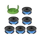 THTEN 29252 29092 Weed Eater Spools Replacement for Greenworks 21302 21332 21342 20V 24V 40V 16ft 0.065”Single Line String Trimmer with 3411546A-6 Cap Covers Parts Auto-Feed String Edger 6+1